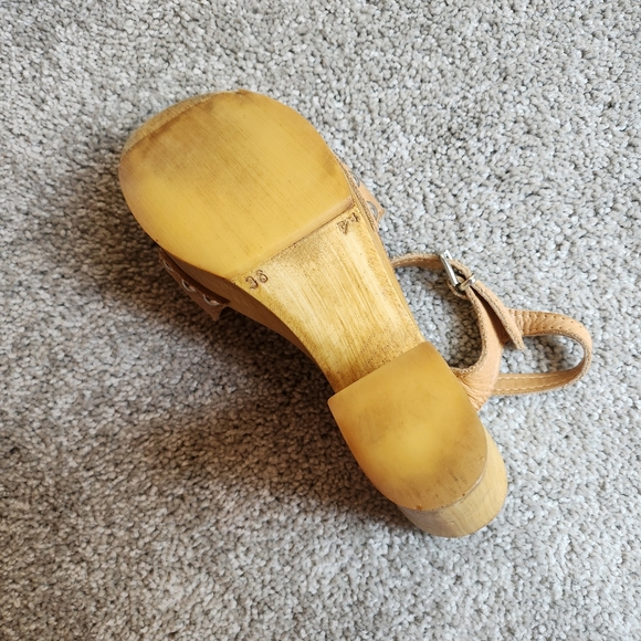 Steve Madden Lavii Tan Leather Wooden Platform 70s Sandals - Picture 8 of 11